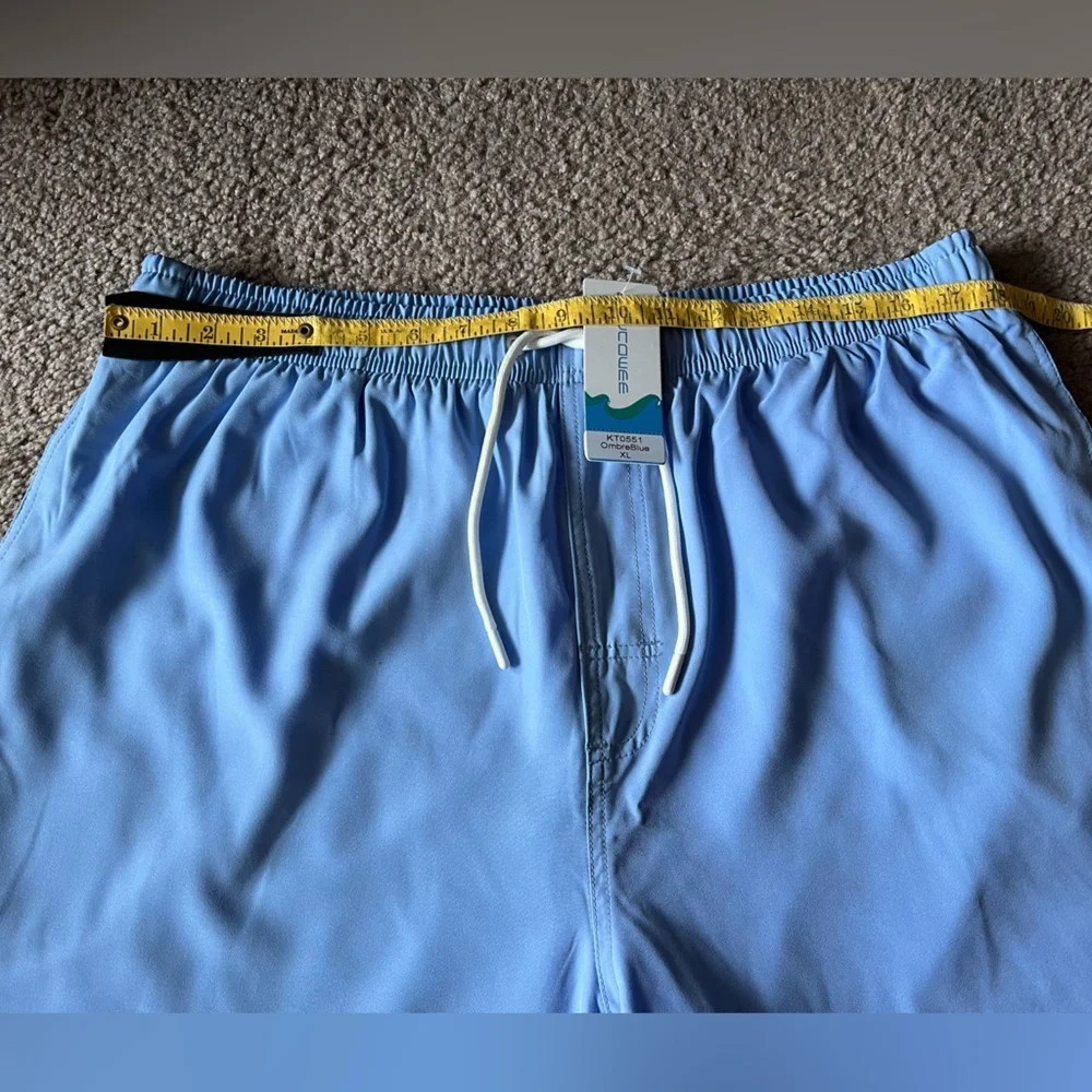 NWT LUCOWEE Mens Swim Trunks with Compression Liner Anti Chafe Sz XL Blue